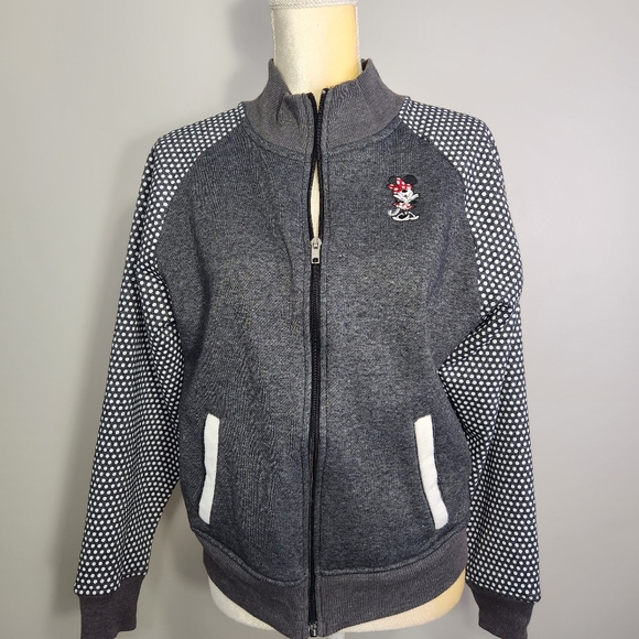 Disney Parks Minnie Mouse Fleece Jacket Size L Fleece Gray vacay - Picture 10 of 10